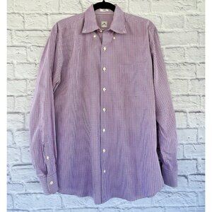 PETER MILLAR Men's Long Sleeve Button Down Shirt Size Large 100% Cotton Plaid